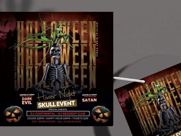 Scary and Dark Halloween Night Party Flyer Template 1
