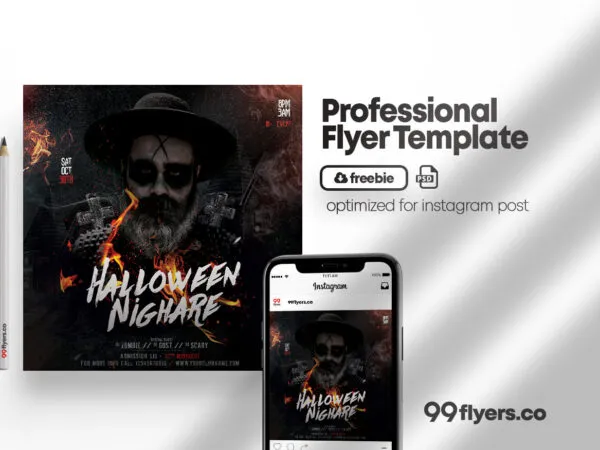 Scary and Dark Halloween Nightmare Flyer Instagram Post Template 1