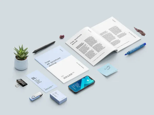 Scene Creator Branding Mockup with A4 Brochures 1