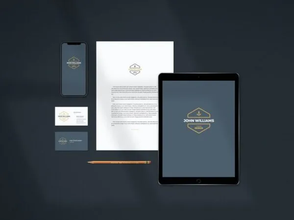Scene Showcasing Stationery Mockup Set in Front View 1
