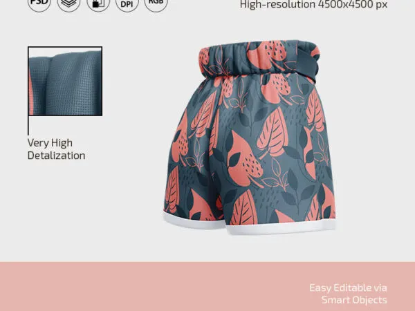Set of 3 Paperbag Shorts Mockups in Different Views 1