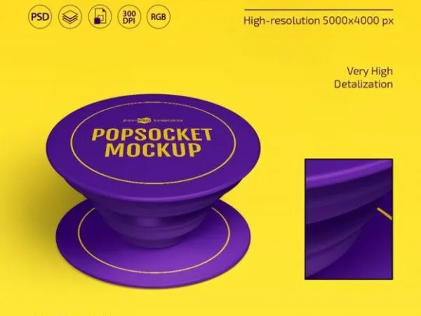 Set of 3 Popsocket Mockups in the Perspective View 1