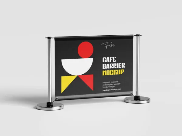 Set of 4 Cafe Barrier Mockups in Different Angles 1