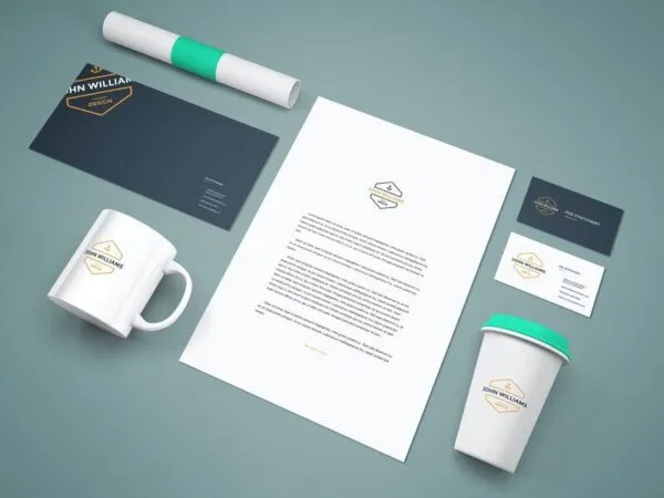 Set of Branding Stationery Mockups in Perspective 1