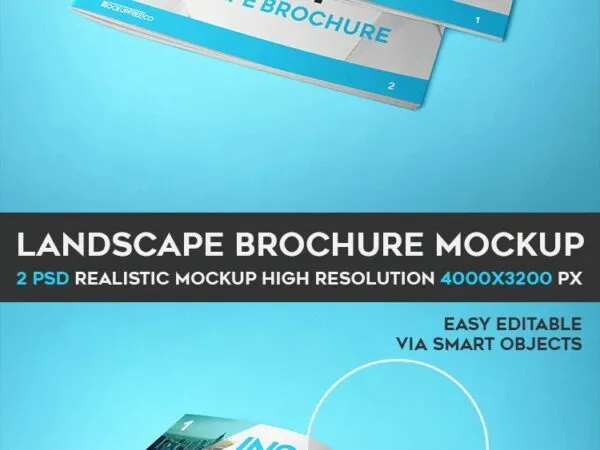 Set of Closed and Opened Landscape Brochures Mockups 1