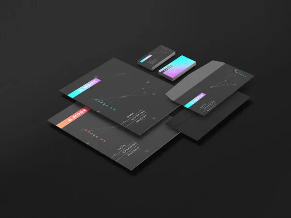 Set of Dark Stationery Mockup 1