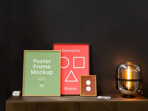 Set of Different Sizes Poster Frames Mockup 1