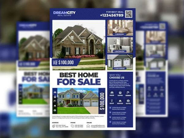Set of Infographic and Grid Real Estate Flyer Templates 1