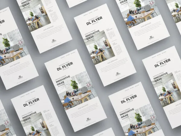 Set of Isometric Flyers Mockup from a Top View 1