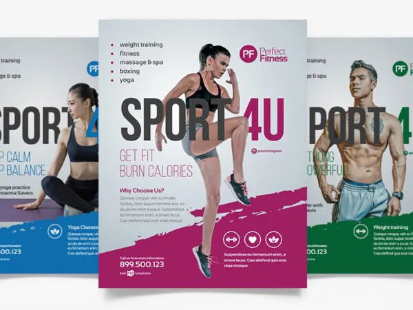 Set of Modern Fitness Flyer Templates 1