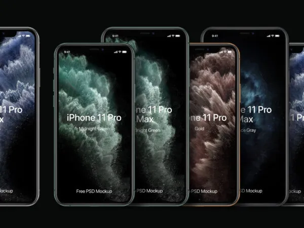 Set of Modern iPhone Pro Mockup with Different Colors 1
