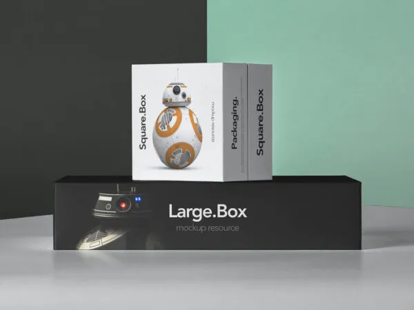 Set of Packaging Boxes Mockup in Square and Large Version 1
