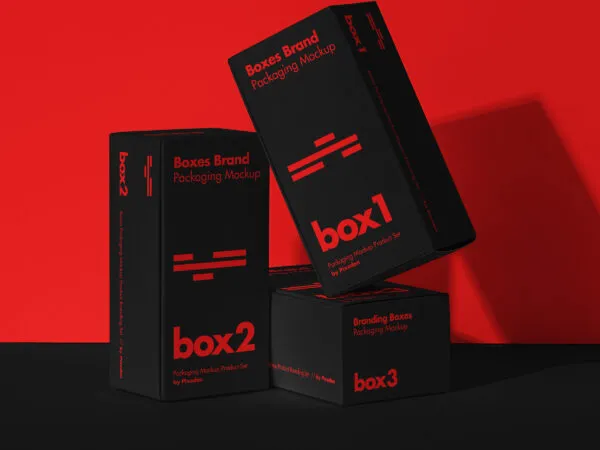 Set of Product Packaging Boxes Mockup Front View 1