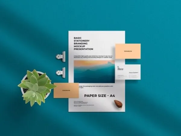 Set of Stationery Branding Mockup from a Top View 1