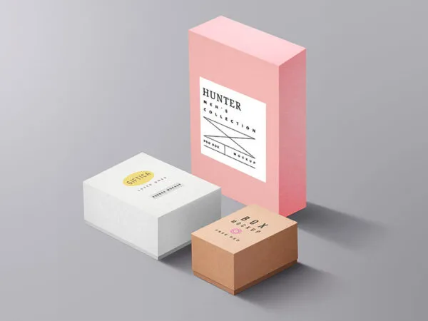 Set of Three Box Packaging Mockup 1