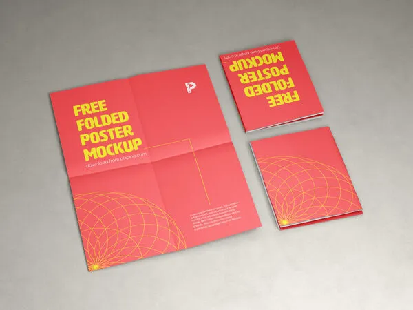 Set of Three Folded Posters Mockup 1