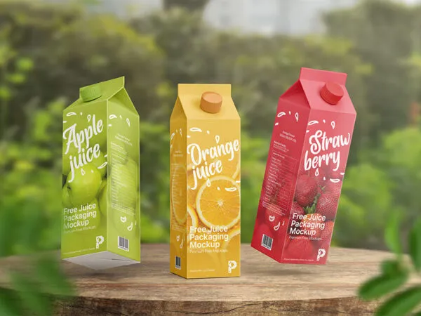 Set of Three Juice Packaging Mockup 1