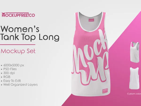 Set of Three Long Women Tank Top Mockups 1