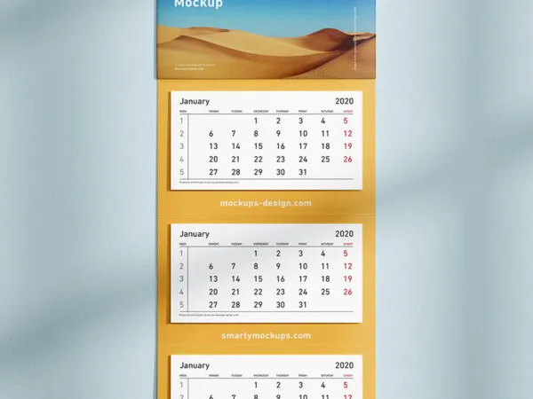 Set of Three Panel Wall Calendars Mockup 1