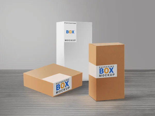 Set of Three Product Packaging Boxes Mockup 1