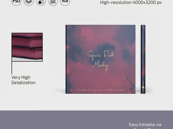 Set of Three Realistic Square Book Mockups 1