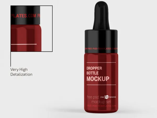 Set of Two Cosmetic Glossy Dropper Bottle Mockups 1