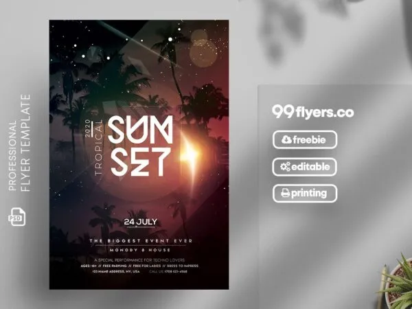 Shadowy Tropical Summer Event Flyer Template 1
