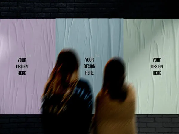 Shadowy Wall Glued Poster Mockup 1