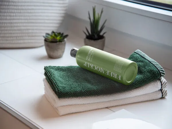 Shampoo Bottle Mockup in Perspective View 1