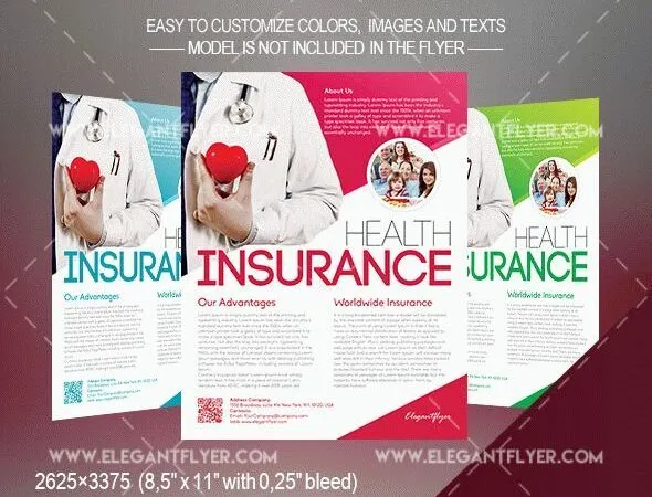 Sharp Modern Health Insurance Flyer and Facebook Cover Templates 1