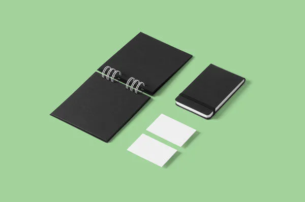 Sheets of Paper and Notebooks Stationery Mockup 1