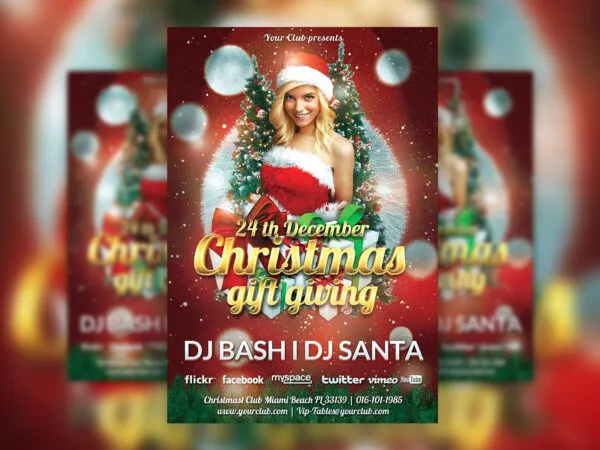 Shiny Christmas Gift Giving Club Party Flyer 1