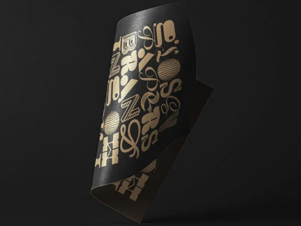 Shiny Folded Paper Mockup with Golden Text 1