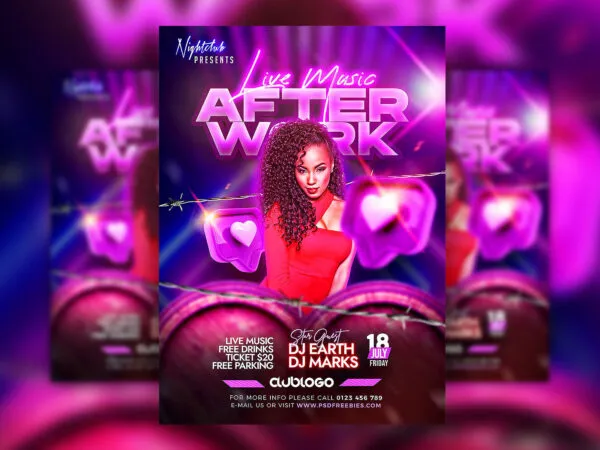 Shiny Purple Night Club Event Party Flyer Template 1