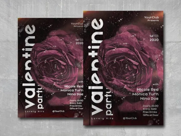 Shiny Valentine Party Flyer Template 1