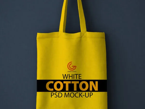 Shopping Foldable Cotton Bag Mockup Hanging on Wall Background 1