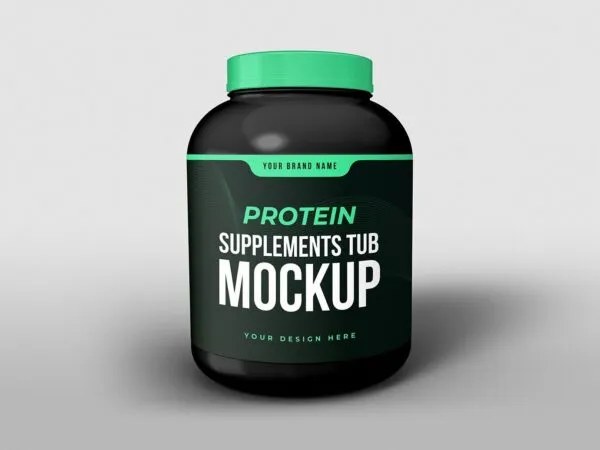 Short Rounded Protein Supplements Tub Mockup 1