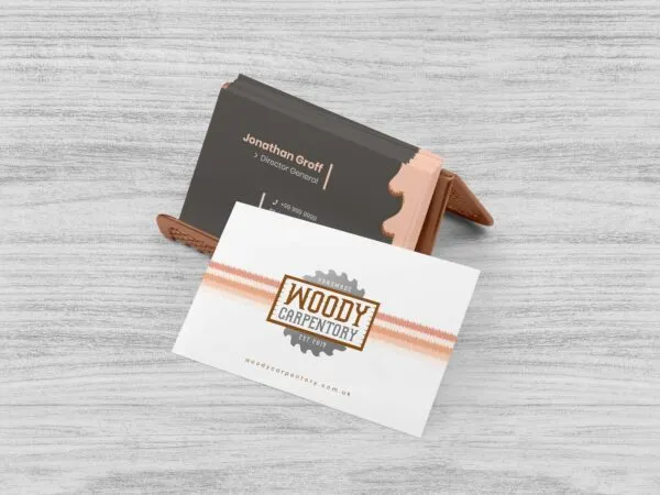 Side Angle Business Cards on Holder Mockup 1