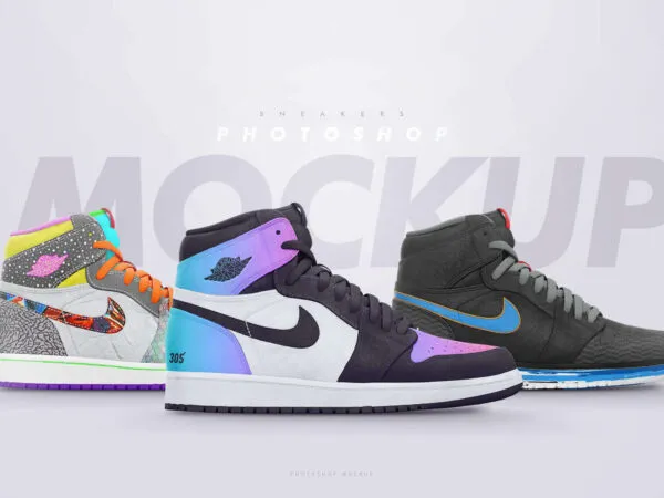 Side Shot of 3 Nike Jordan Mockup 1