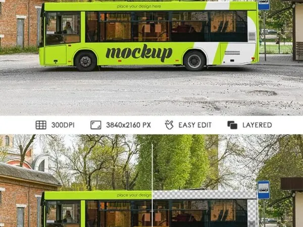 Side Shot of Mini Bus Mockup 1