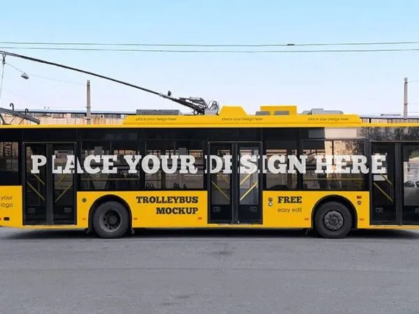 Side Shot of Trolleybus Mockup 1