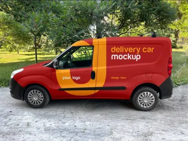 Side Show of Delivery Car Mockup 1