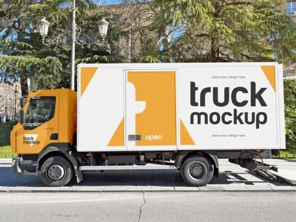 Side Show of Transport Truck Mockup 1