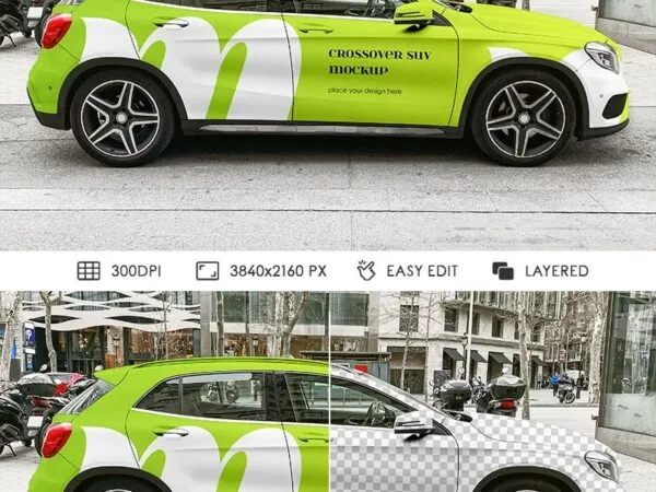 Side Sight of Crossover SUV Mockup 1