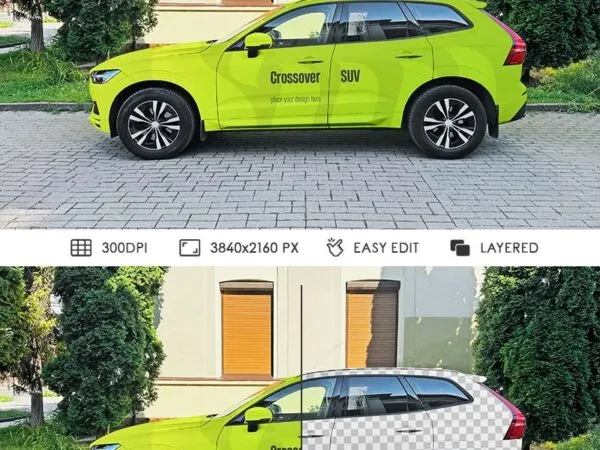Side Sight of Luxury Crossover SUV Mockup 1