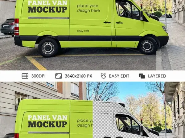 Side Sight of Panel Van Mockup 1