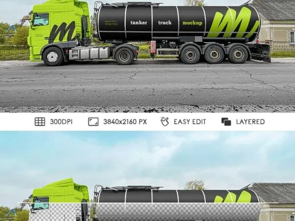 Side Sight of Tanker Truck Mockup 1
