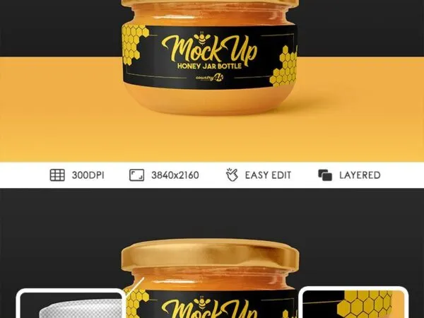 Side View Honey Jar Mockup 1