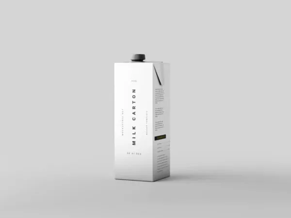 Side View of 1 litre Milk Carton Box Mockup 1