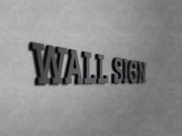 Side View of 3D Wall Sign Logo Mockup Text Effect 1